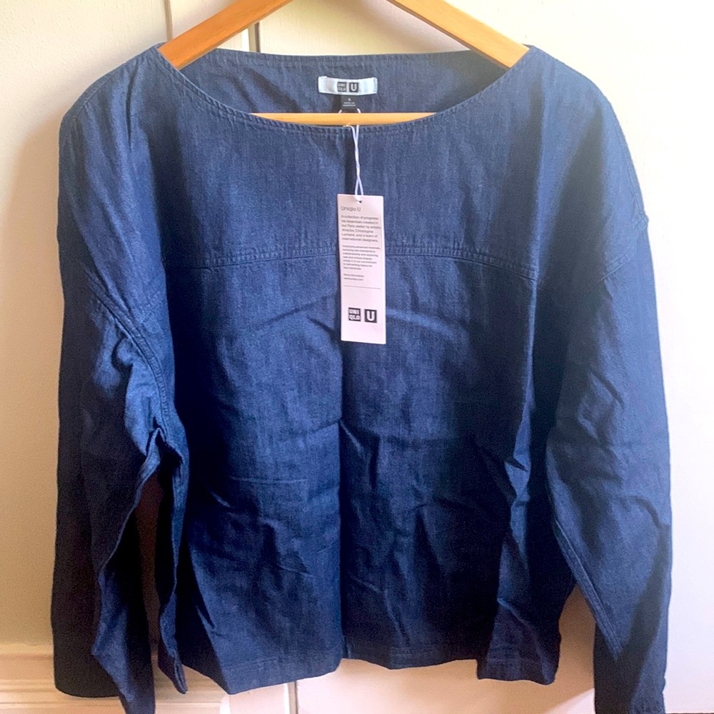 Uniqlo Den Boat Neck Long Sleeve Blouse
